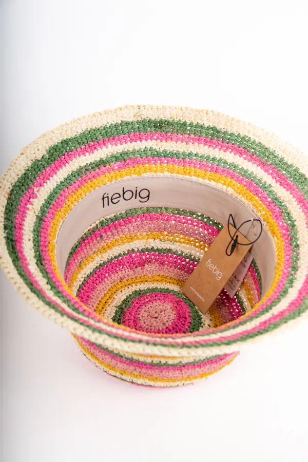 Fiebig Häkelhut gestreift aus Raffia