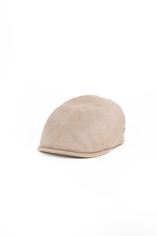 City Sport Julien Seide/Leinen, Fischgrat Flatcap, beige gold