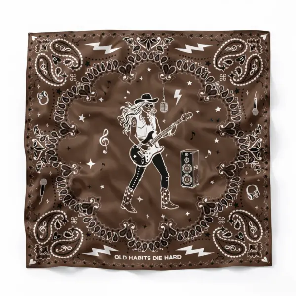 Old Habits Die Hard Bandana You're a Rockstar, Braunes Seidentuch mit Paisley